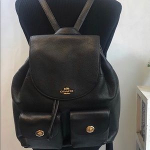 NWOT COACH Billie Backpack Black Pebble Leather